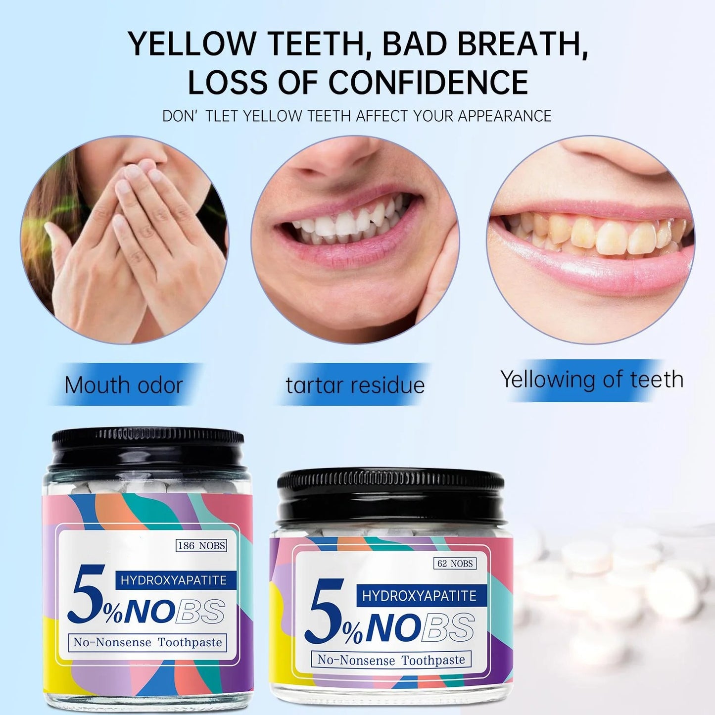 Solid Toothpaste Tablets | Brightening & Long-Lasting Fresh Breath | Fluoride-Free, Eco-Friendly & Travel-Friendly