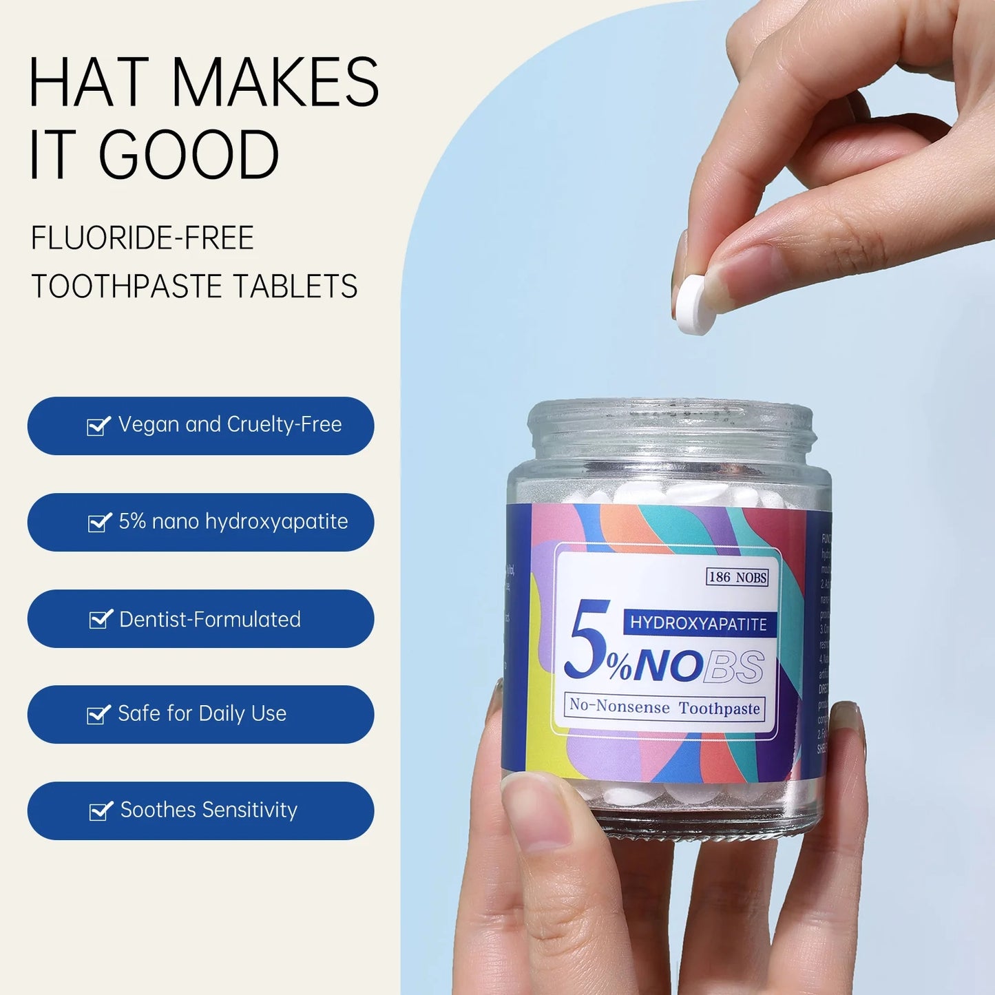 Solid Toothpaste Tablets | Brightening & Long-Lasting Fresh Breath | Fluoride-Free, Eco-Friendly & Travel-Friendly