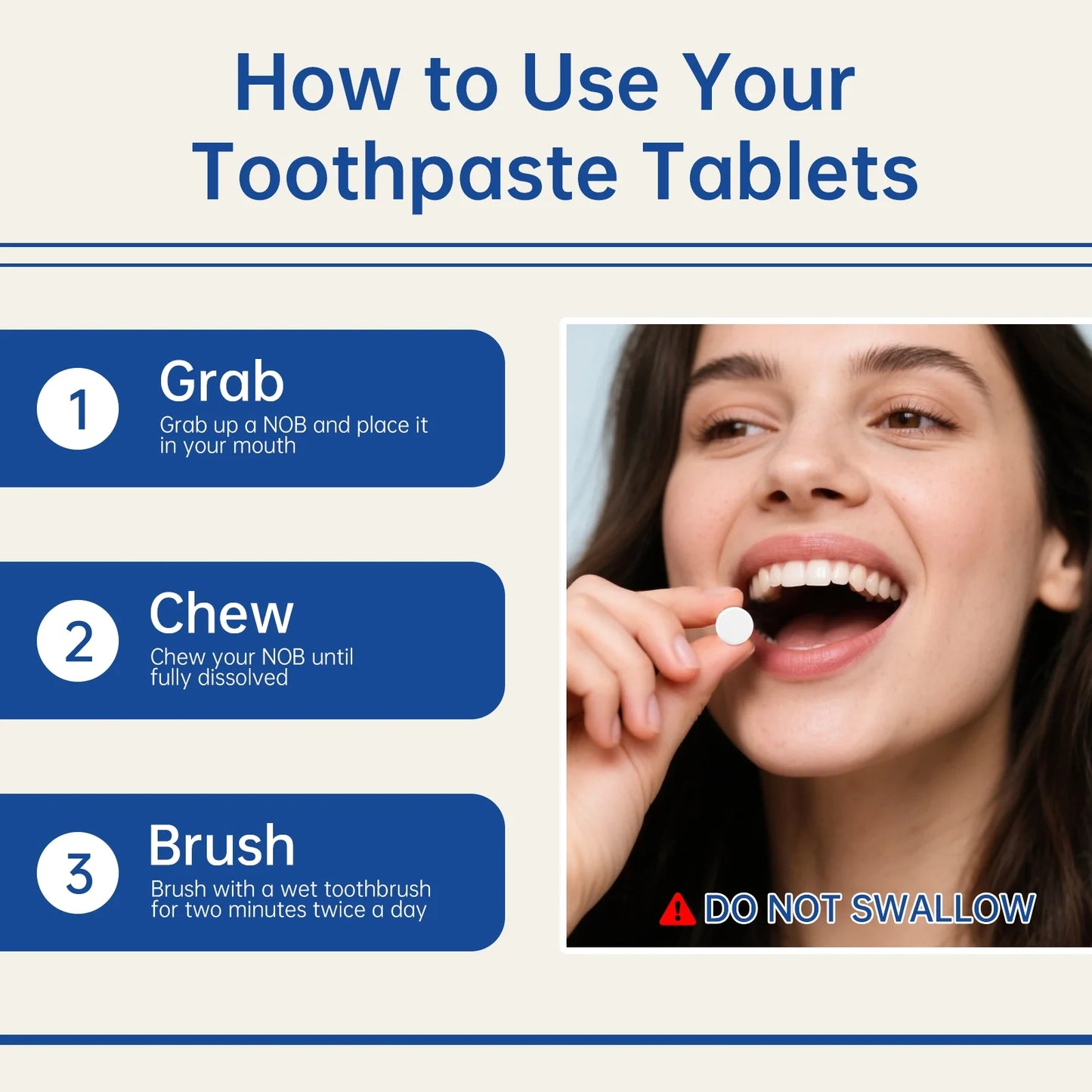 Solid Toothpaste Tablets | Brightening & Long-Lasting Fresh Breath | Fluoride-Free, Eco-Friendly & Travel-Friendly