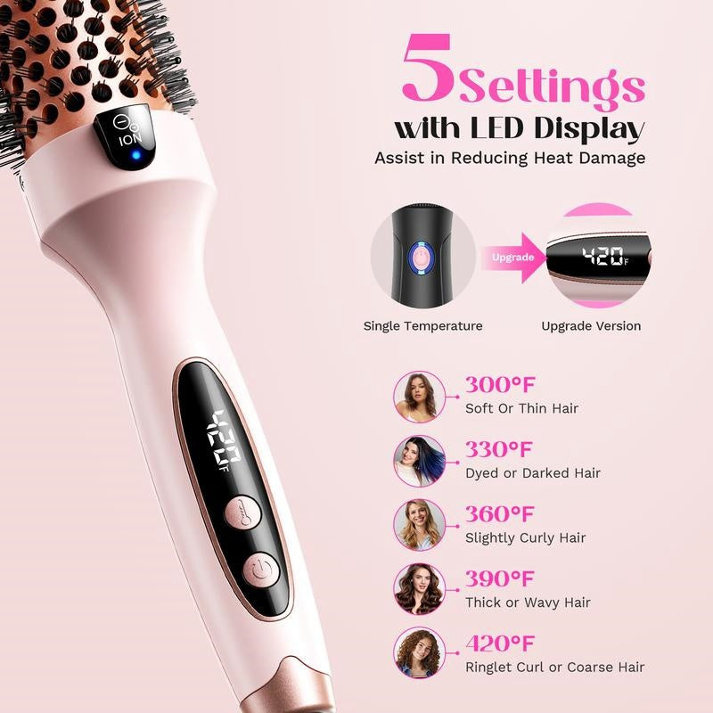 QIAWI™ Fast Heating Ionic Curling Iron Brush 1.5 Inch
