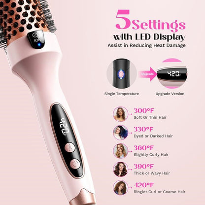 QIAWI™ Fast Heating Ionic Curling Iron Brush 1.5 Inch